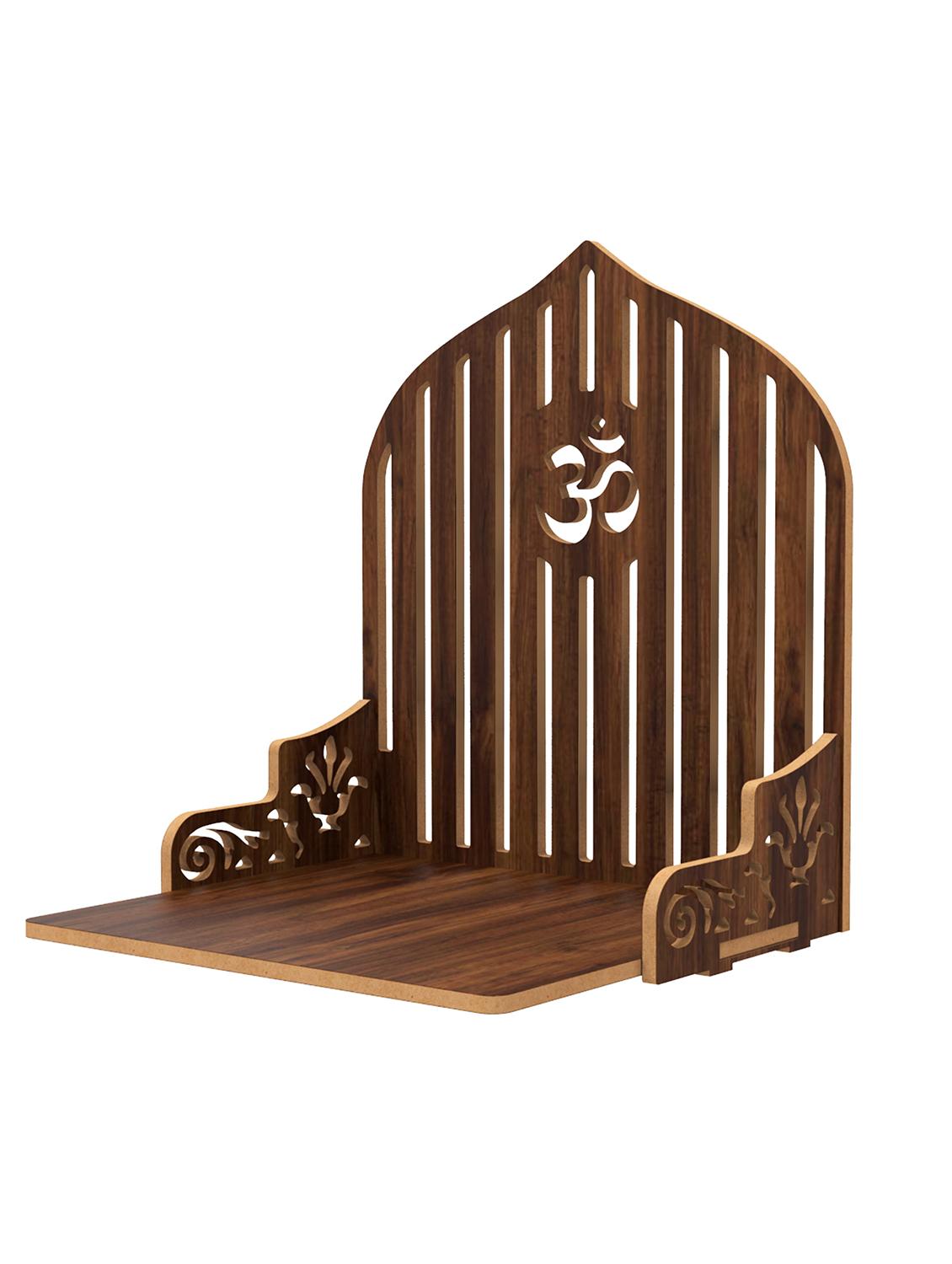 home sparkle engineered wood mandir om wall hanging | wall mounted floating shelf (dark brown) - 18080947 - Standard Image - 2