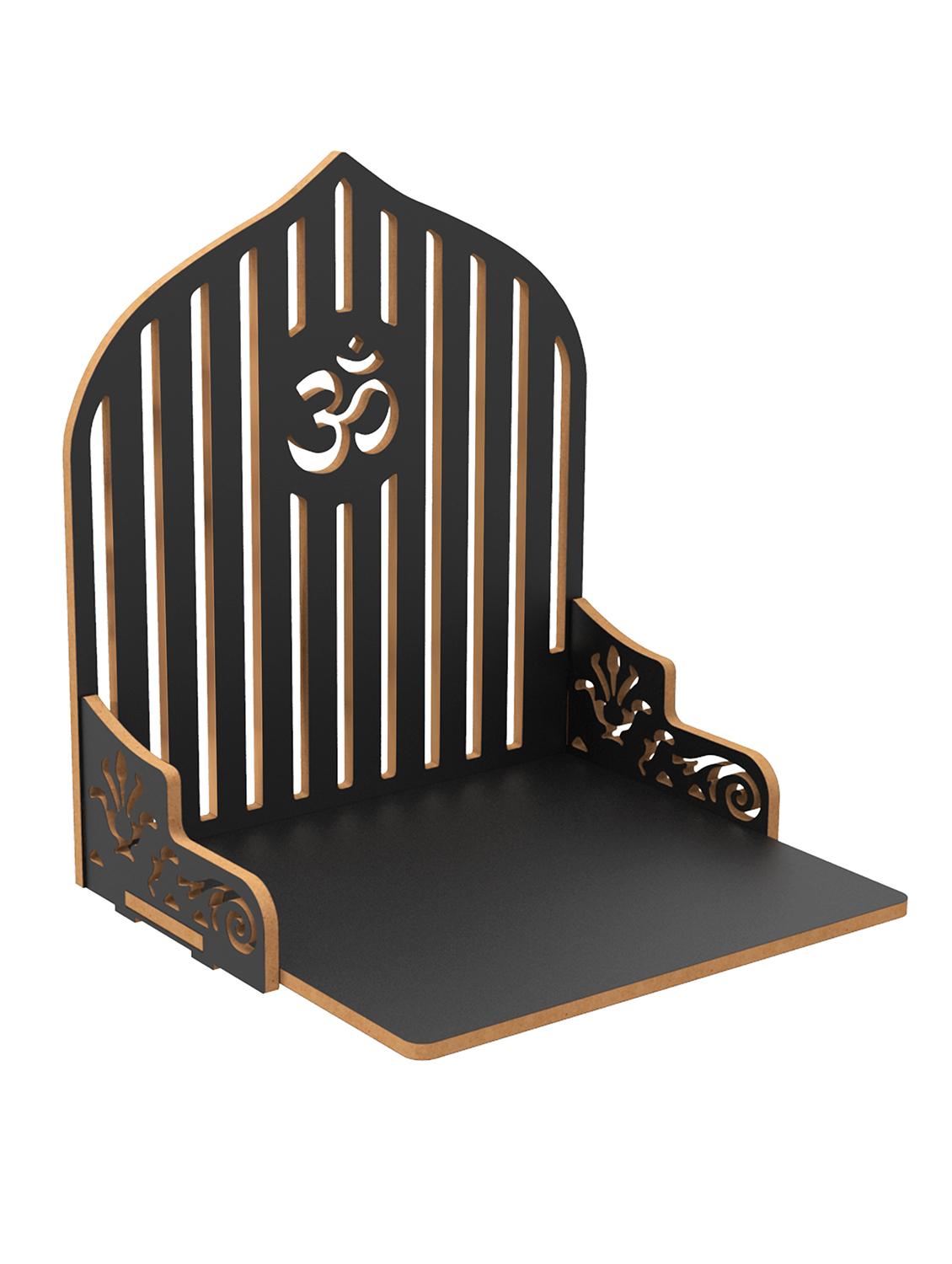 home sparkle engineered wood mandir om wall hanging | wall mounted floating shelf (dark brown) - 18080948 - Standard Image - 2