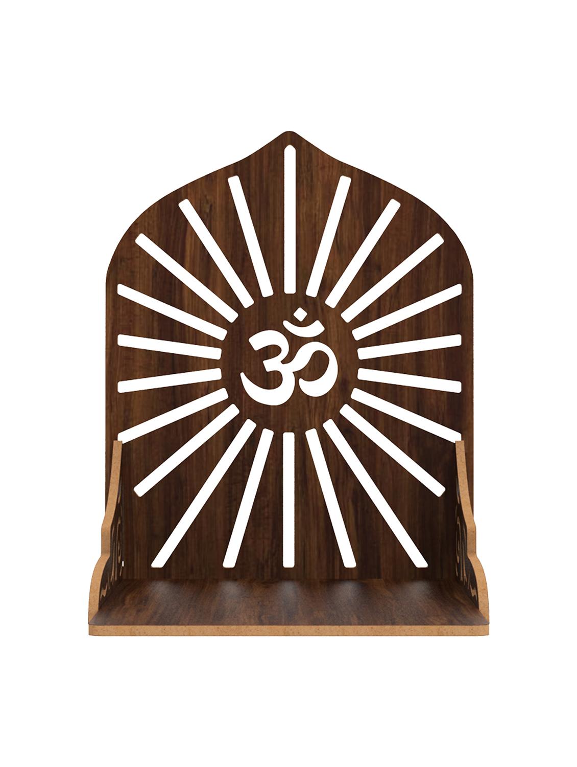 home sparkle engineered wood mandir om wall hanging | wall mounted floating shelf (dark brown) - 18080950 - Standard Image - 2