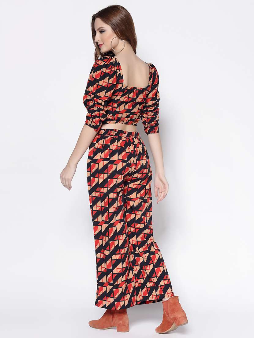printed crop top & trouser set  - 18081076 -  Standard Image - 2