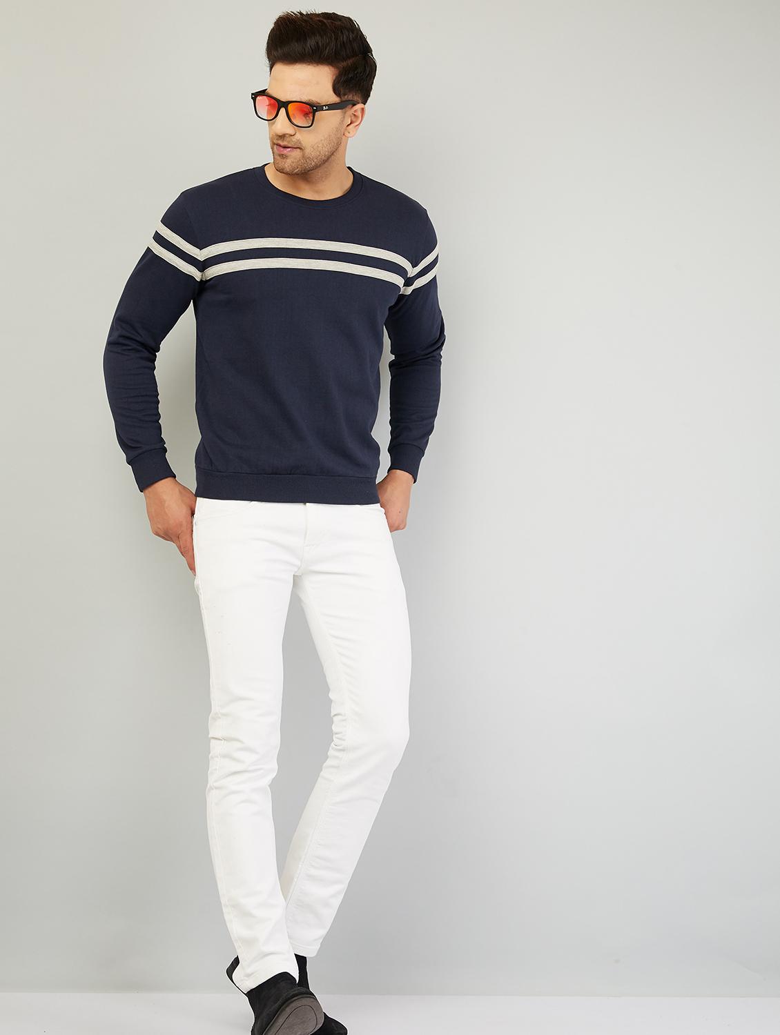 navy blue taped sweatshirt - 18081178 - Standard Image - 2
