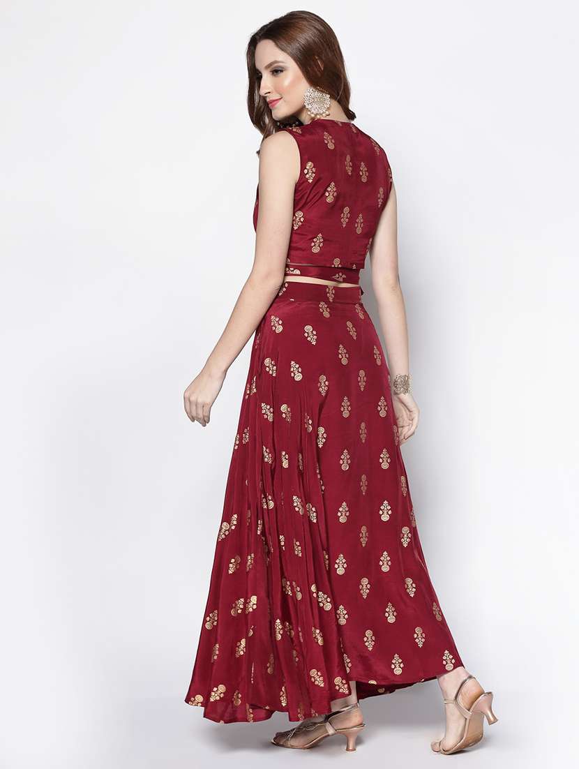 maroon art silk straight lehenga - 18081212 -  Standard Image - 2