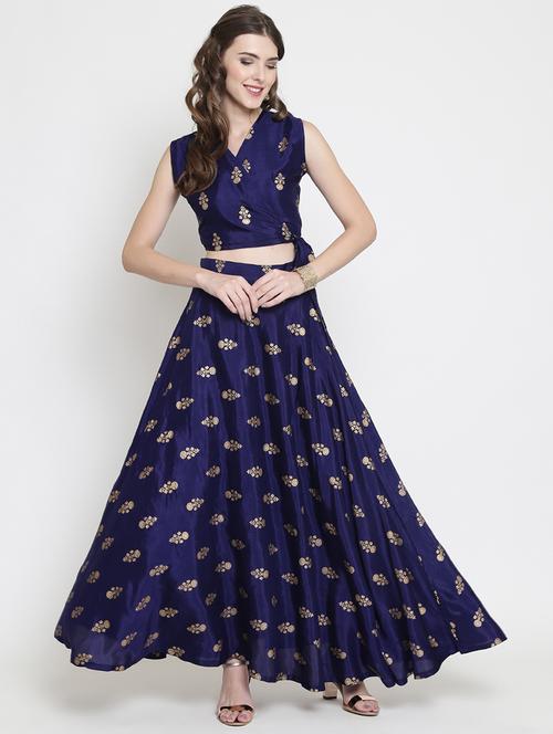 blue flared lehenga - 18081215 -  Standard Image - 0