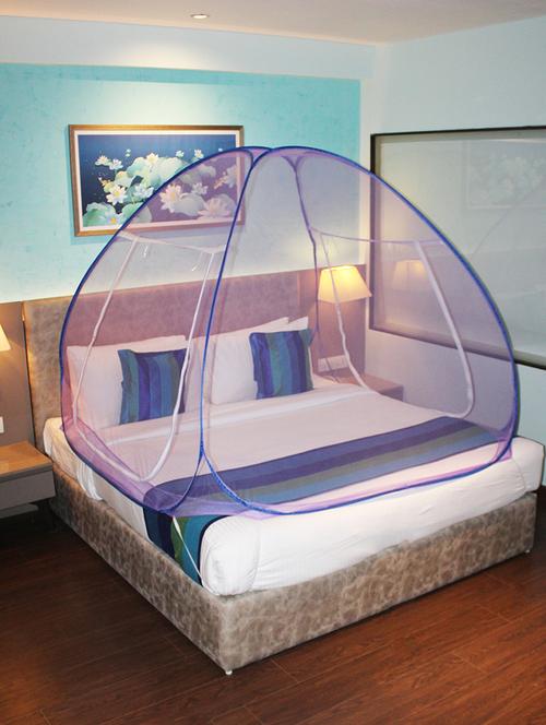 mosquito net purple and blue foldable double bed net king size - 18081384 -  Standard Image - 0