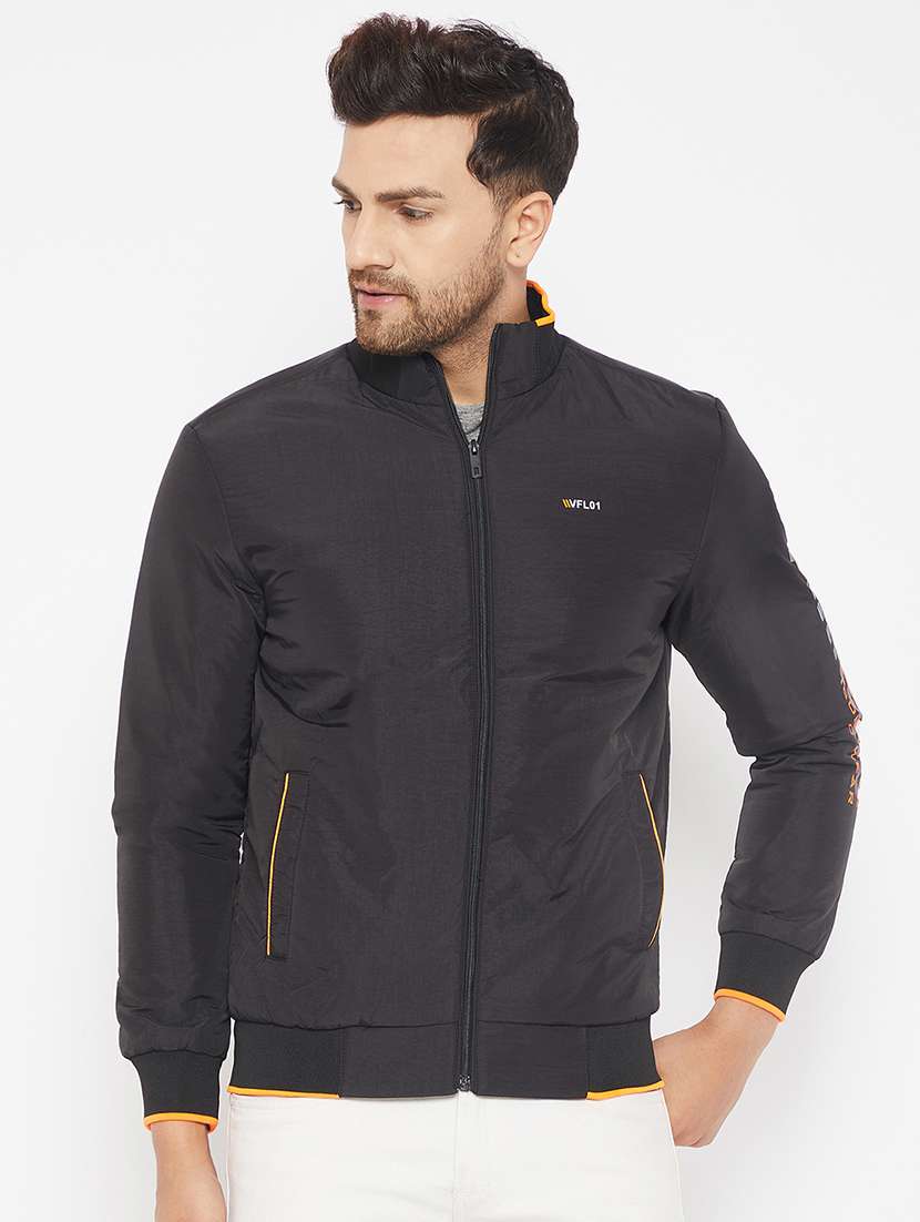 black solid bomber jacket