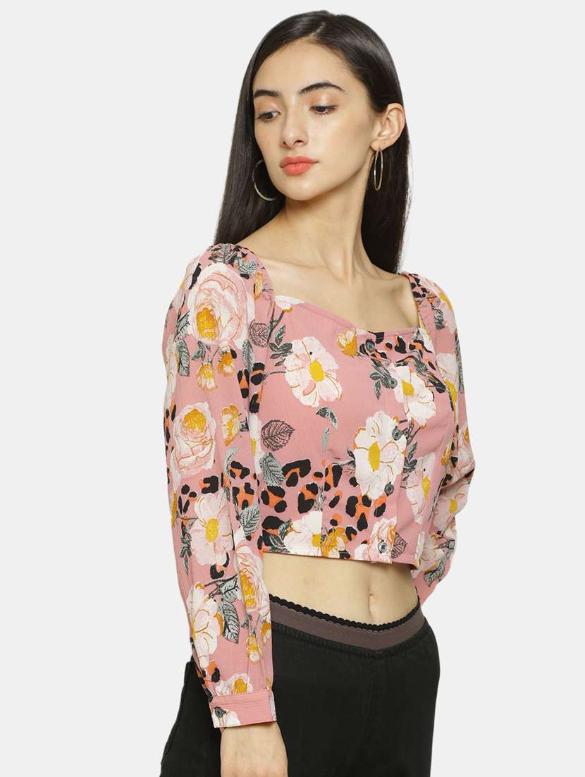 women's crop square neck top - 18082085 - Standard Image - 2