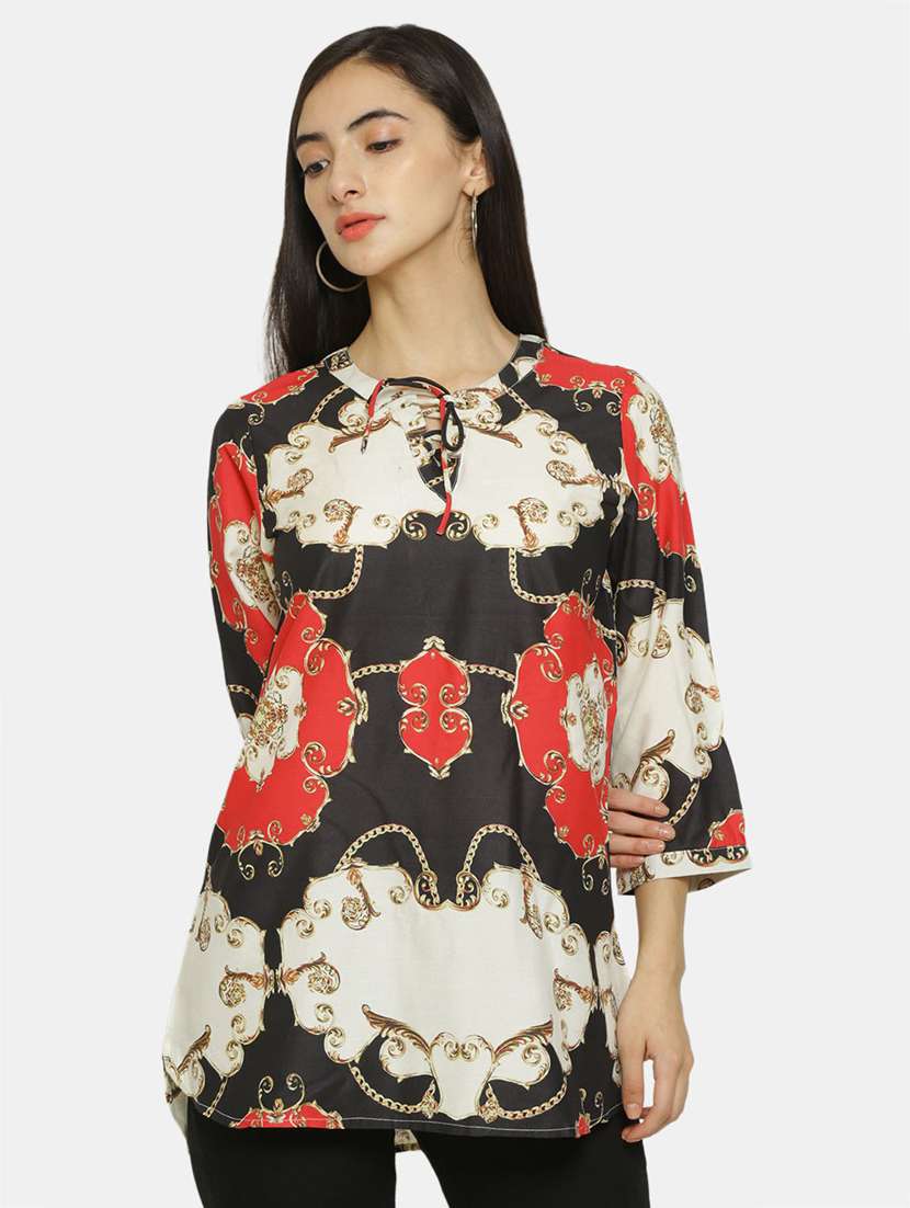 women's straight tie-up neck top