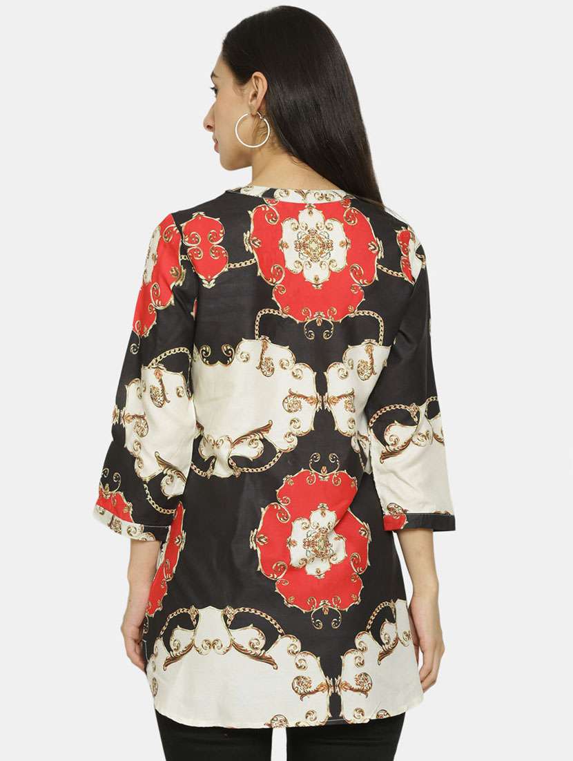women's straight tie-up neck top - 18082088 - Standard Image - 2