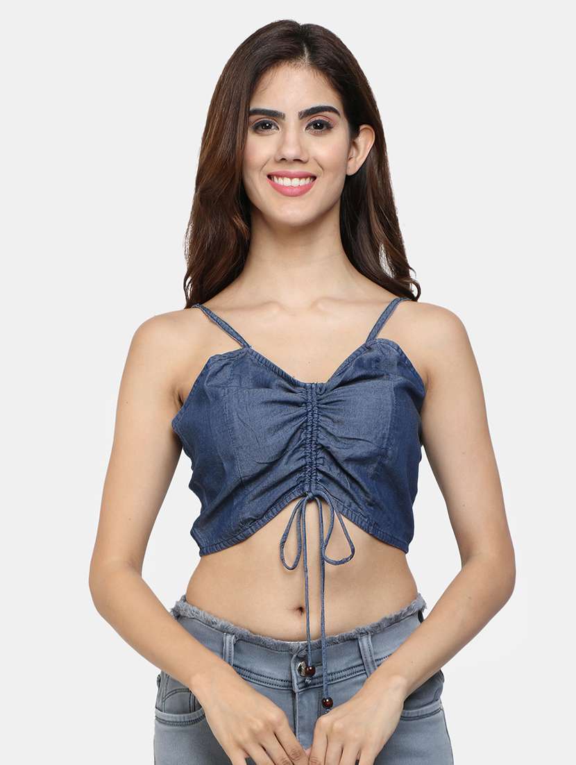 women's crop shoulder strap top
