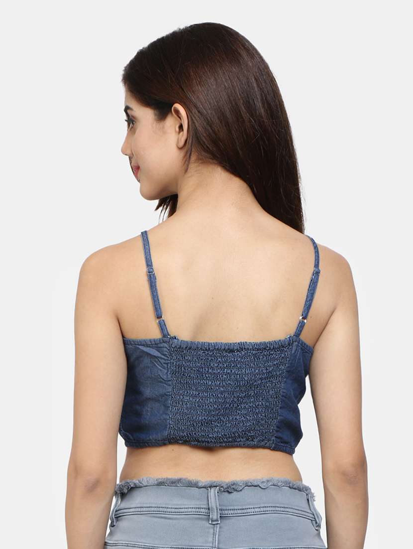 women's crop shoulder strap top - 18082089 - Standard Image - 2