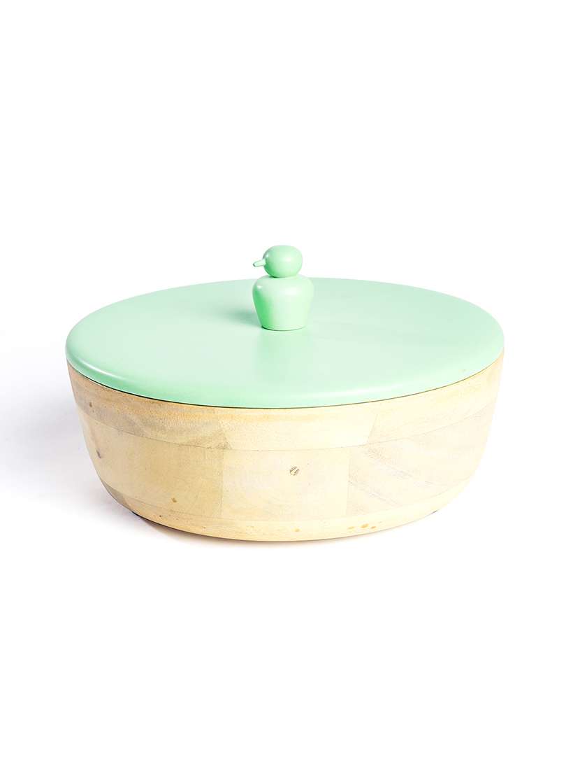 fireflies handcrafted mango wooden container with lift off lids (pack of 1, brown)