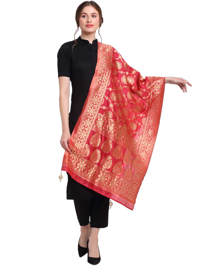 red silk dupatta