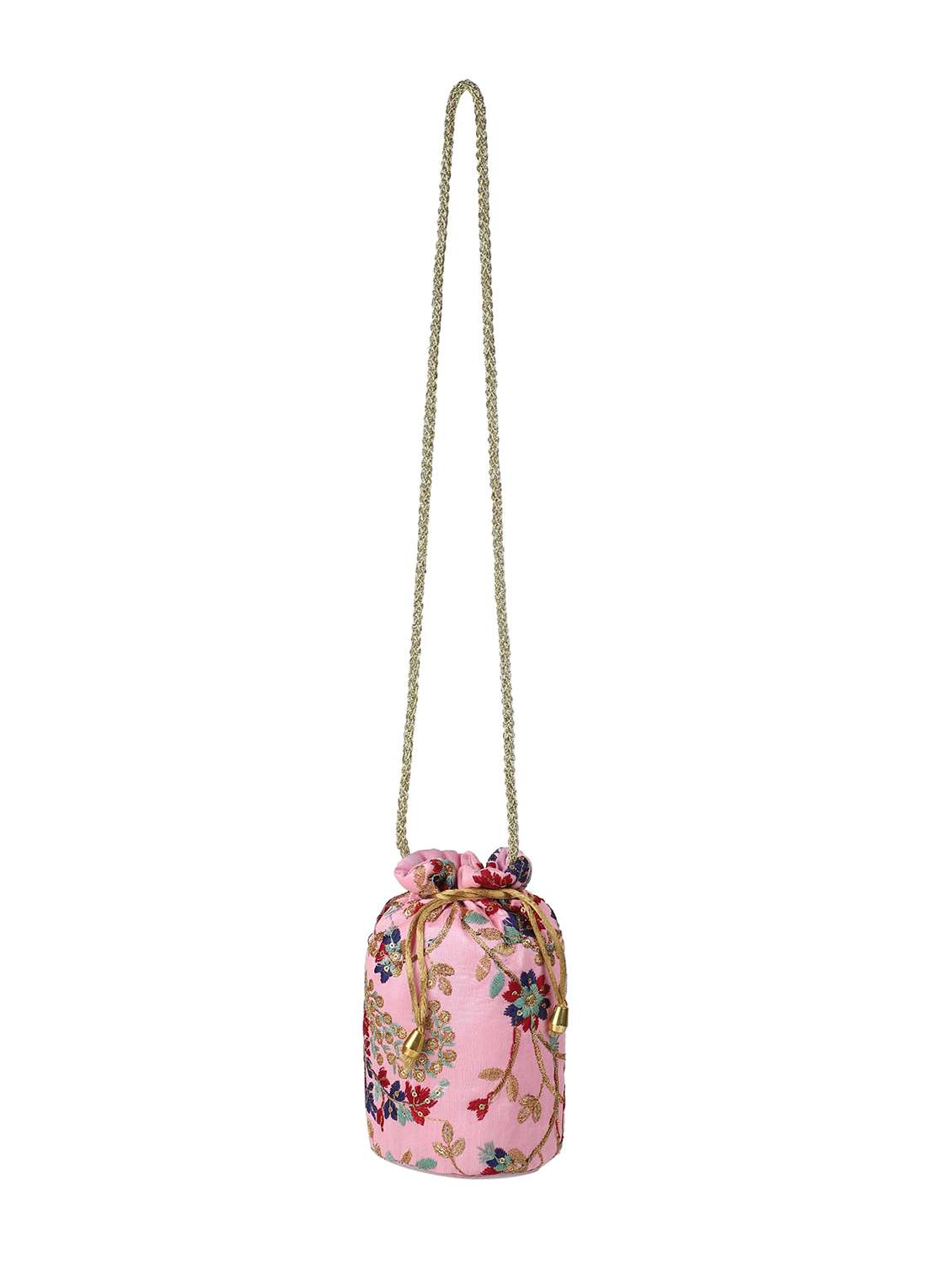 pink cotton polyester blend ethnic potli