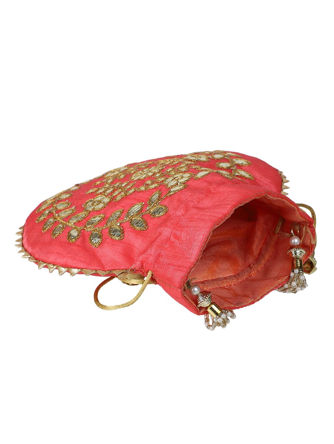 pink cotton polyester blend ethnic potli - 18082804 - Standard Image - 2