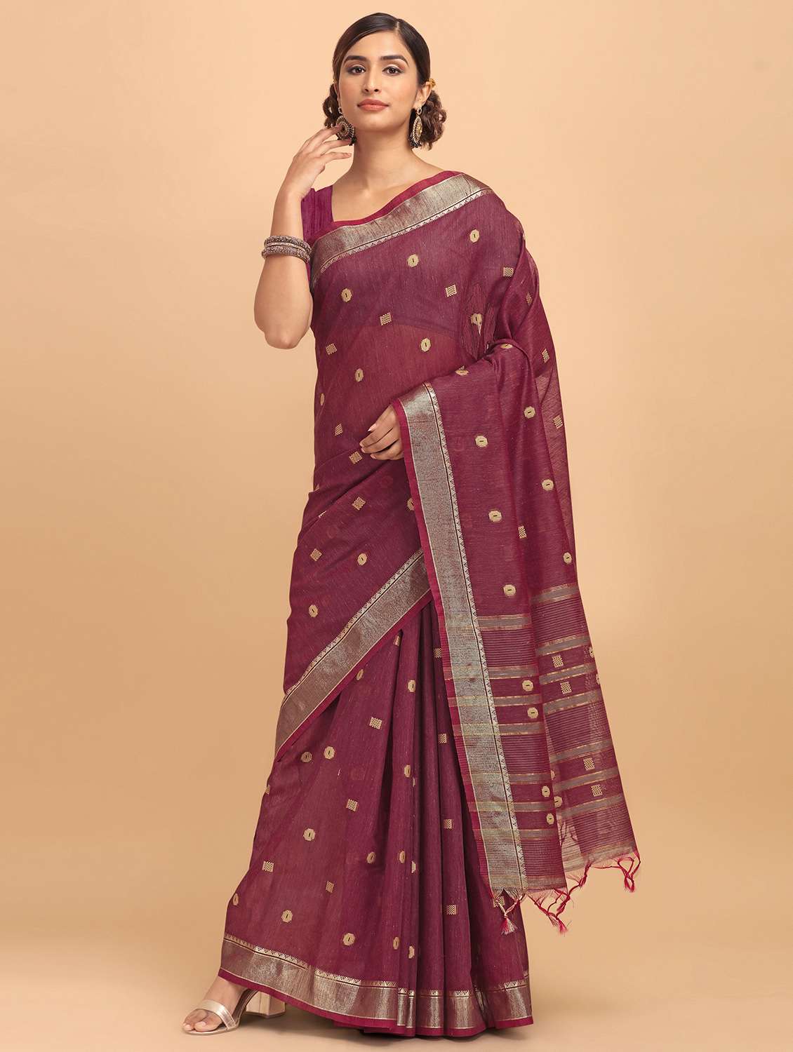self design handloom saree with blouse