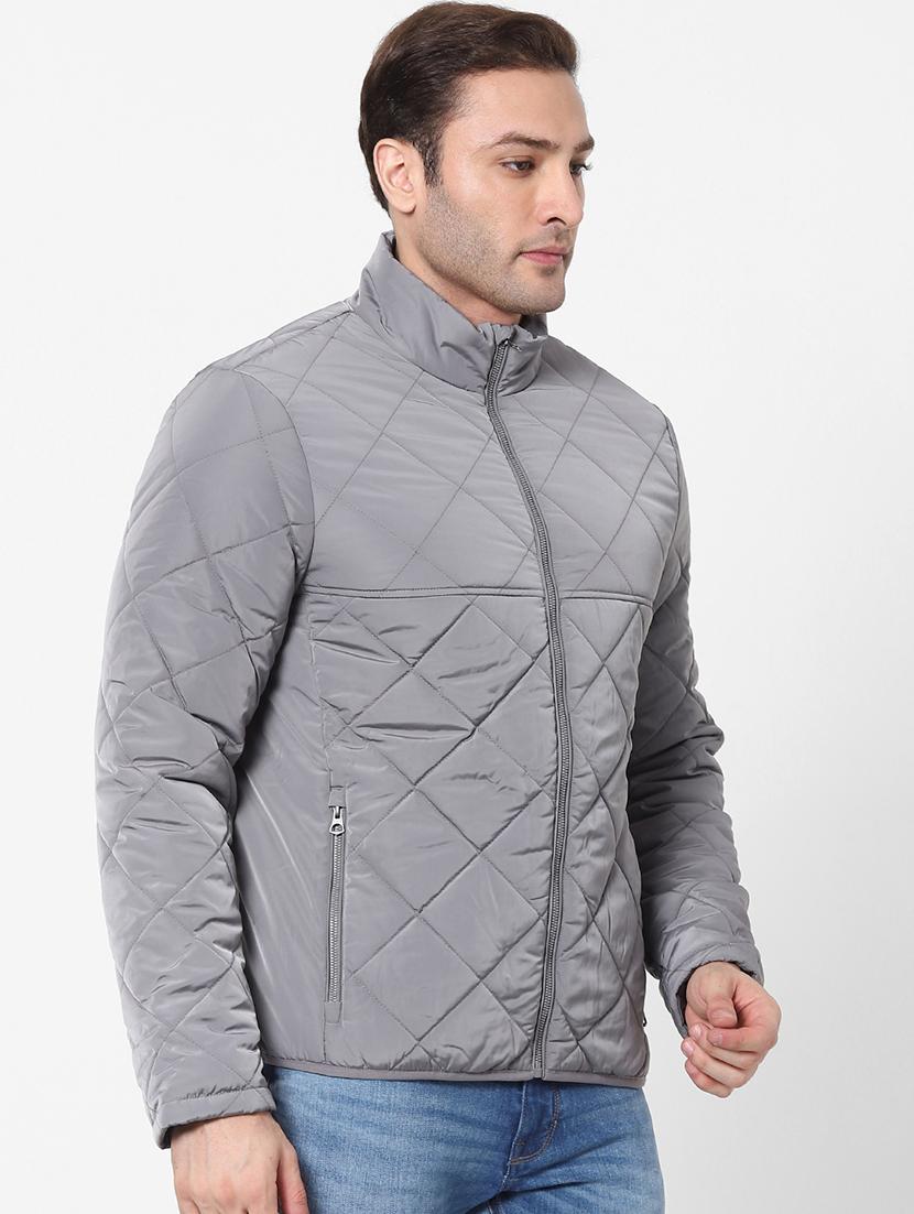 grey solid quilted jacket - 18083806 - Standard Image - 2