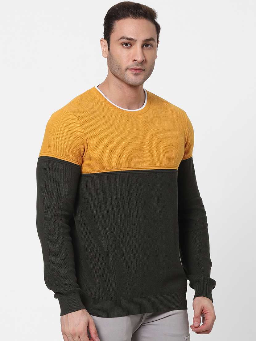 yellow color block pullover - 18083832 - Standard Image - 2