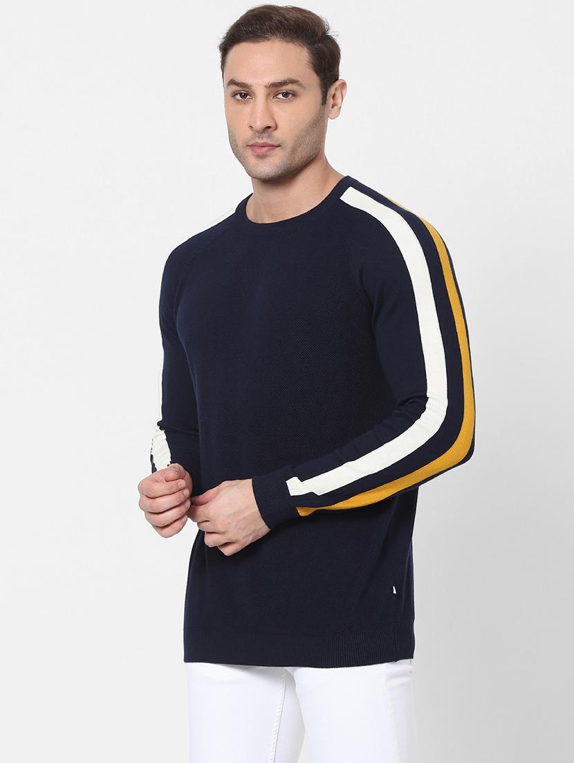 navy blue side taped pullover - 18083847 - Standard Image - 2