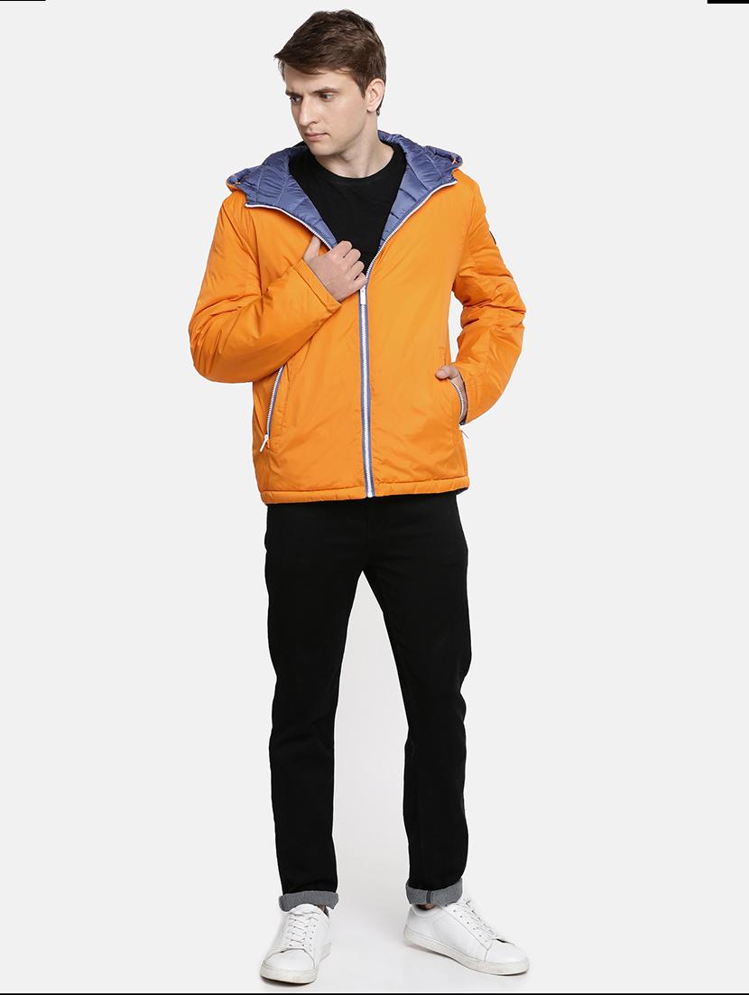orange solid quilted jacket - 18083849 - Standard Image - 2