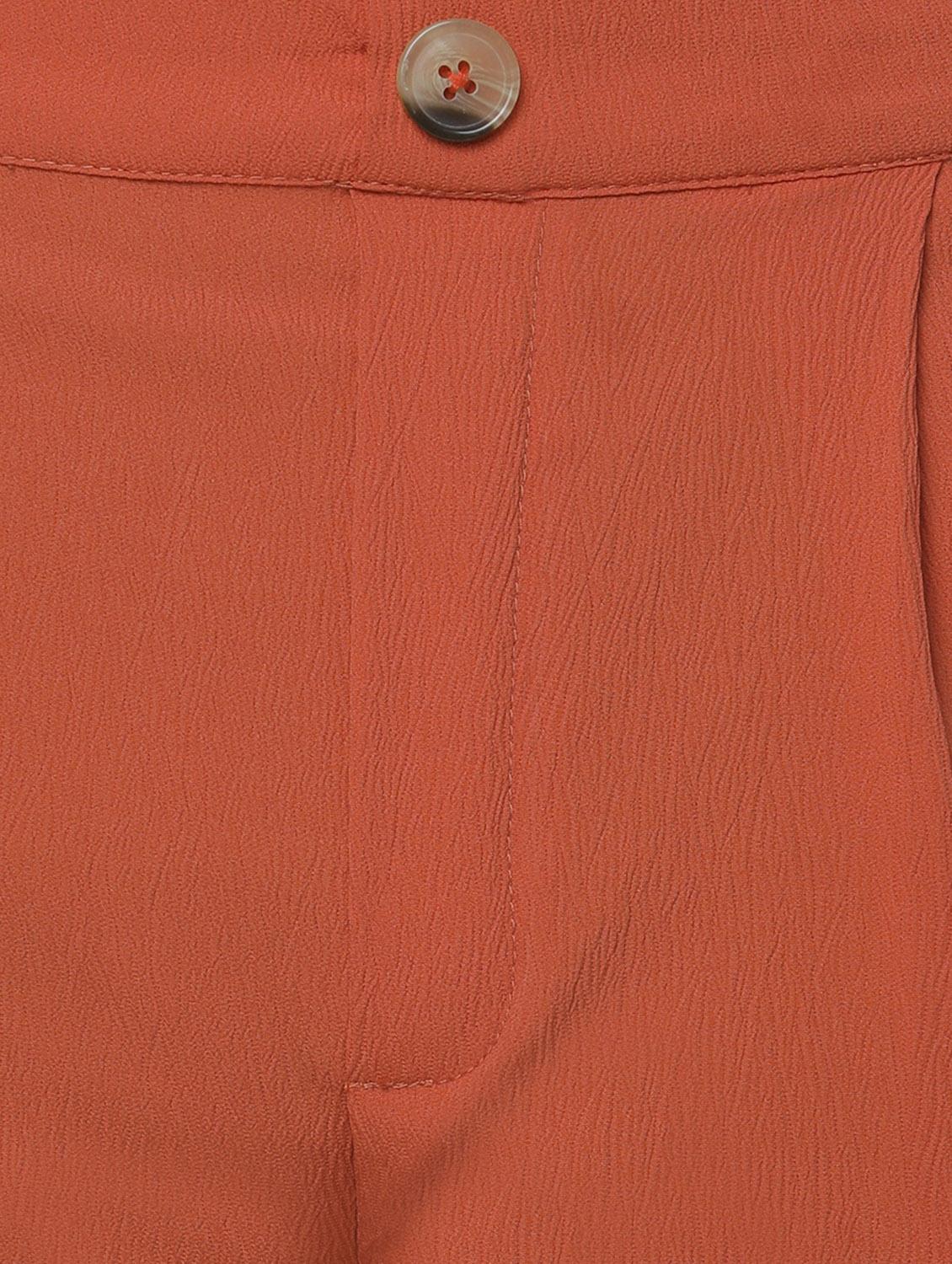 orange solid casual trouser - 18105892 - Standard Image - 2