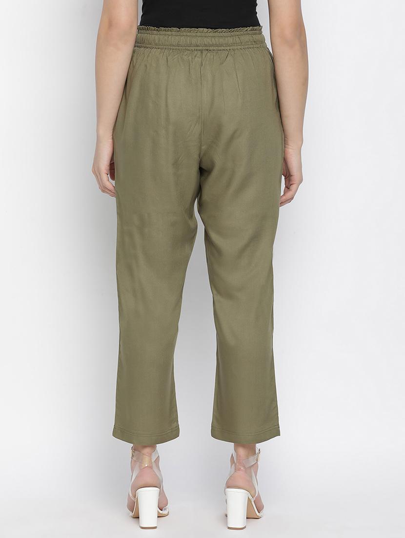 tie front solid flat front trouser - 18105906 - Standard Image - 2