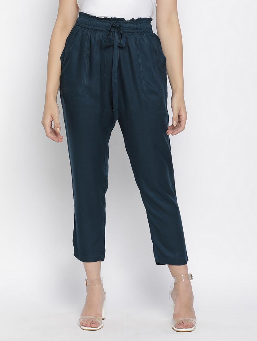 solid green flat front trouser