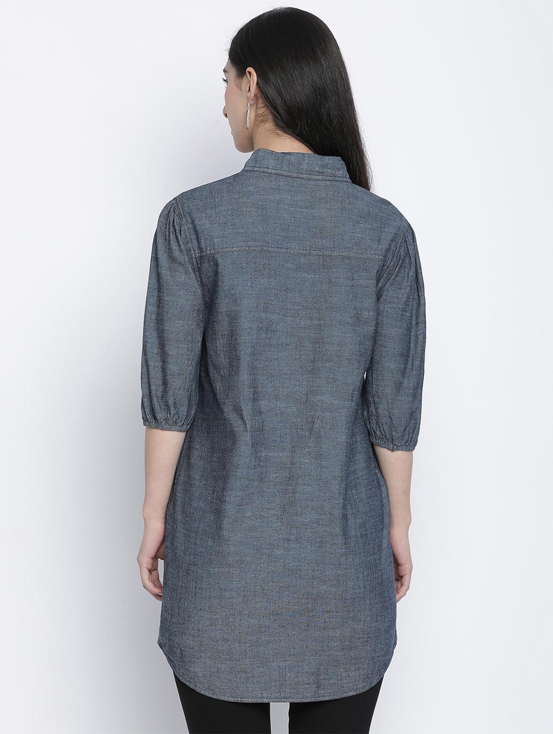 grey solid regular tunic - 18105930 - Standard Image - 2