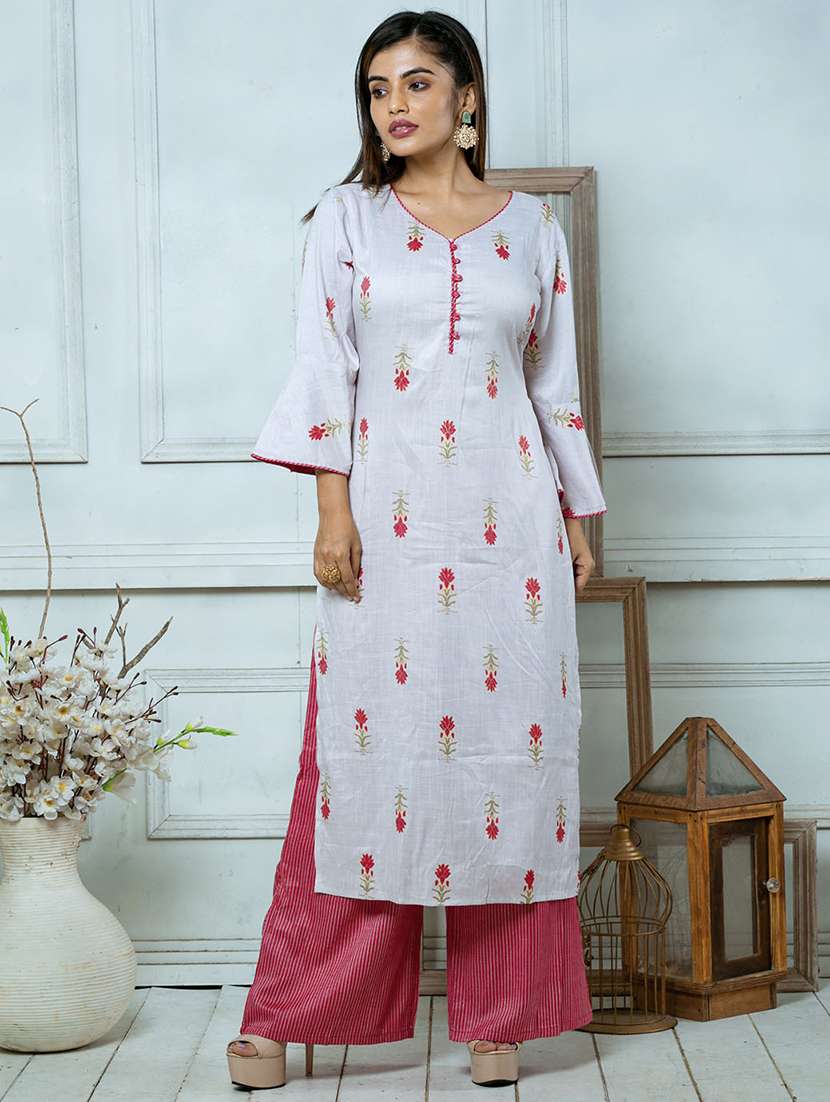 grey cotton straight kurta