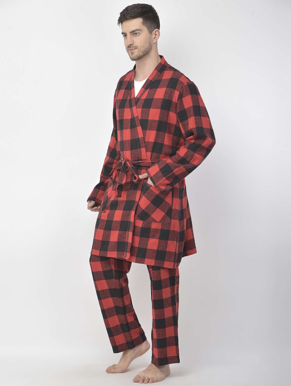 red cotton sleepwear robe - 18106771 -  Standard Image - 2