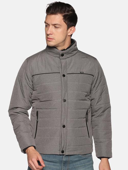 grey polyester casual jacket - 18109127 - Standard Image - 0