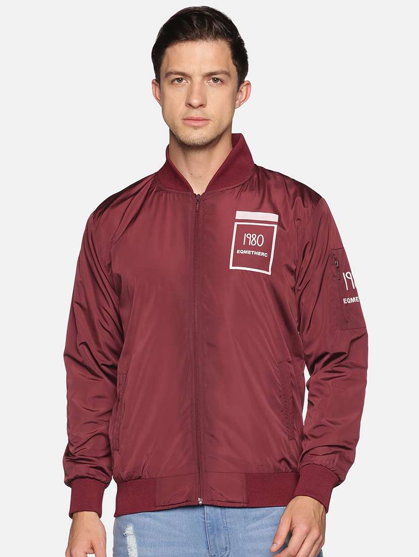 red polyester casual jacket