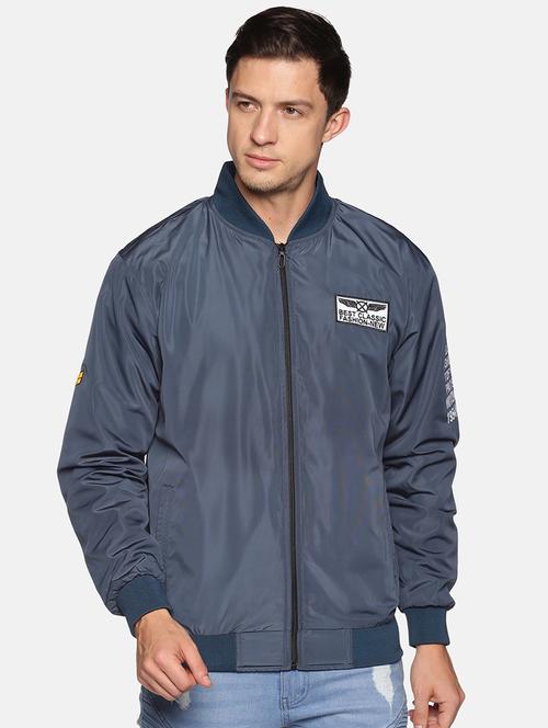 blue polyester casual jacket - 18109133 - Standard Image - 0