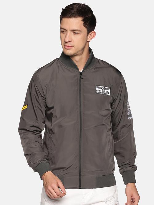 grey polyester casual jacket - 18109134 - Standard Image - 0