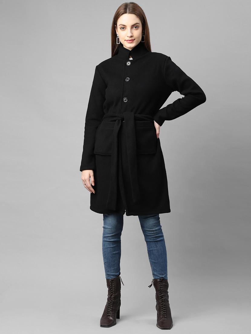 black tie front solid trench coat - 18109903 - Zoom Image - 0