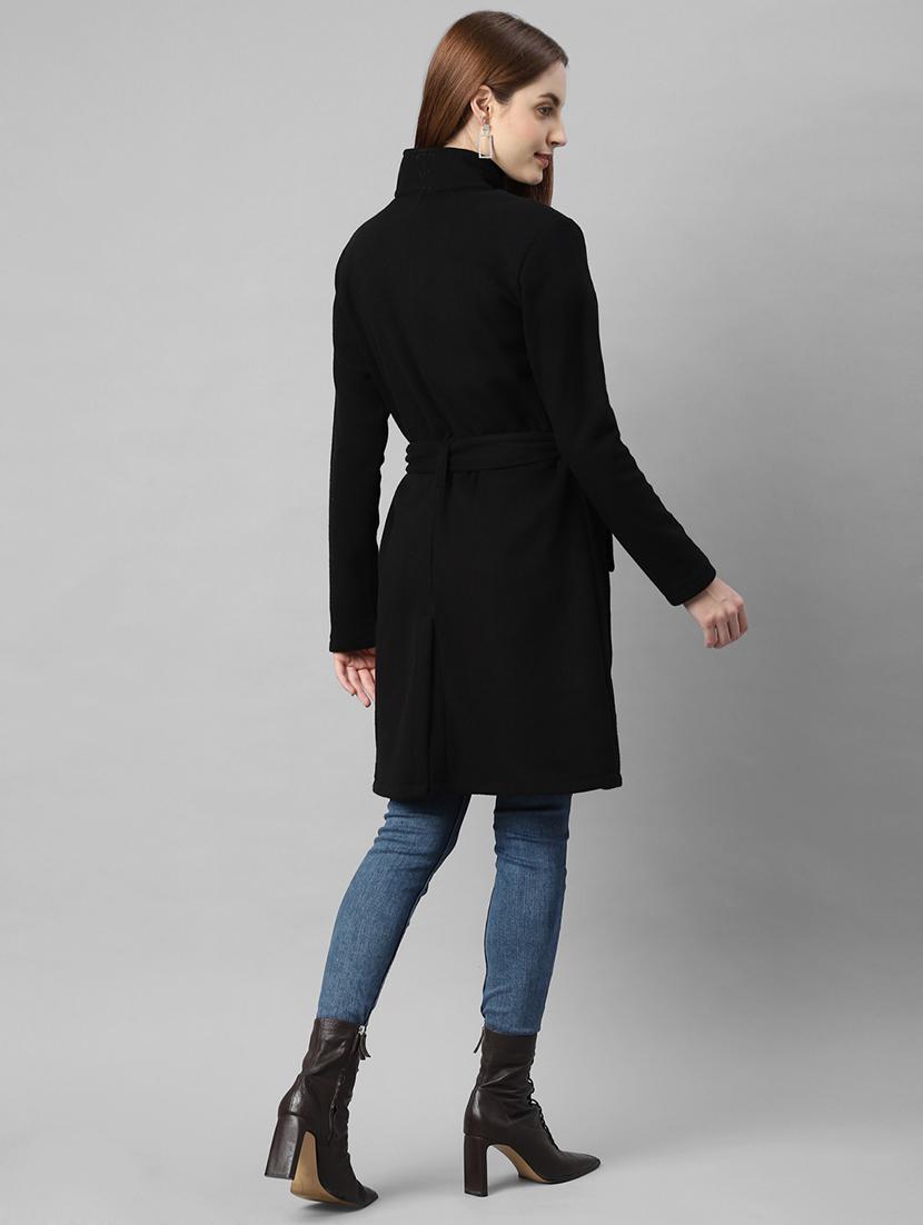 black tie front solid trench coat - 18109903 - Standard Image - 2