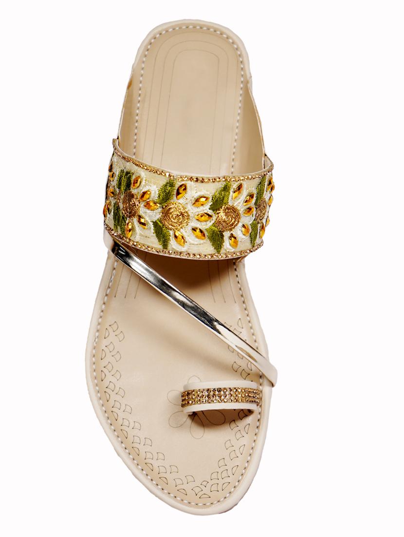 beige synthetic slip on sandals - 18111303 - Standard Image - 2