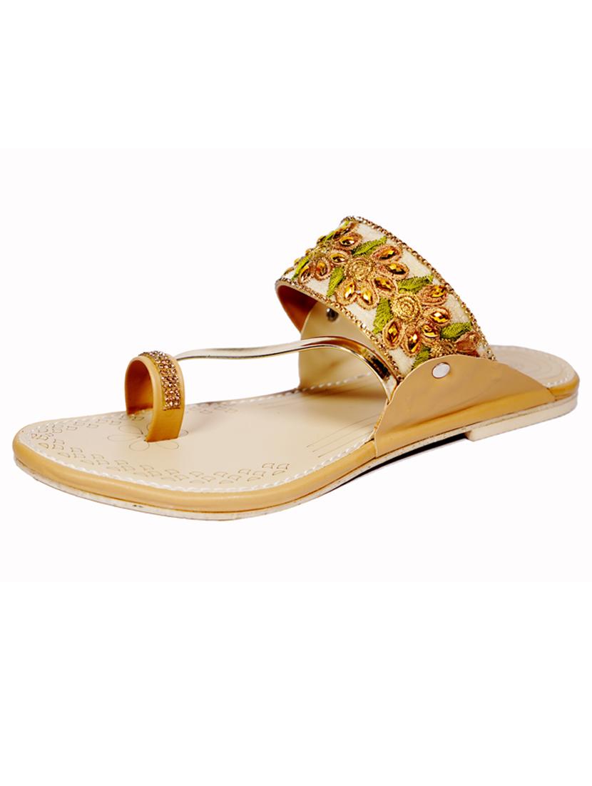 tan synthetic slip on sandals - 18111305 - Standard Image - 2