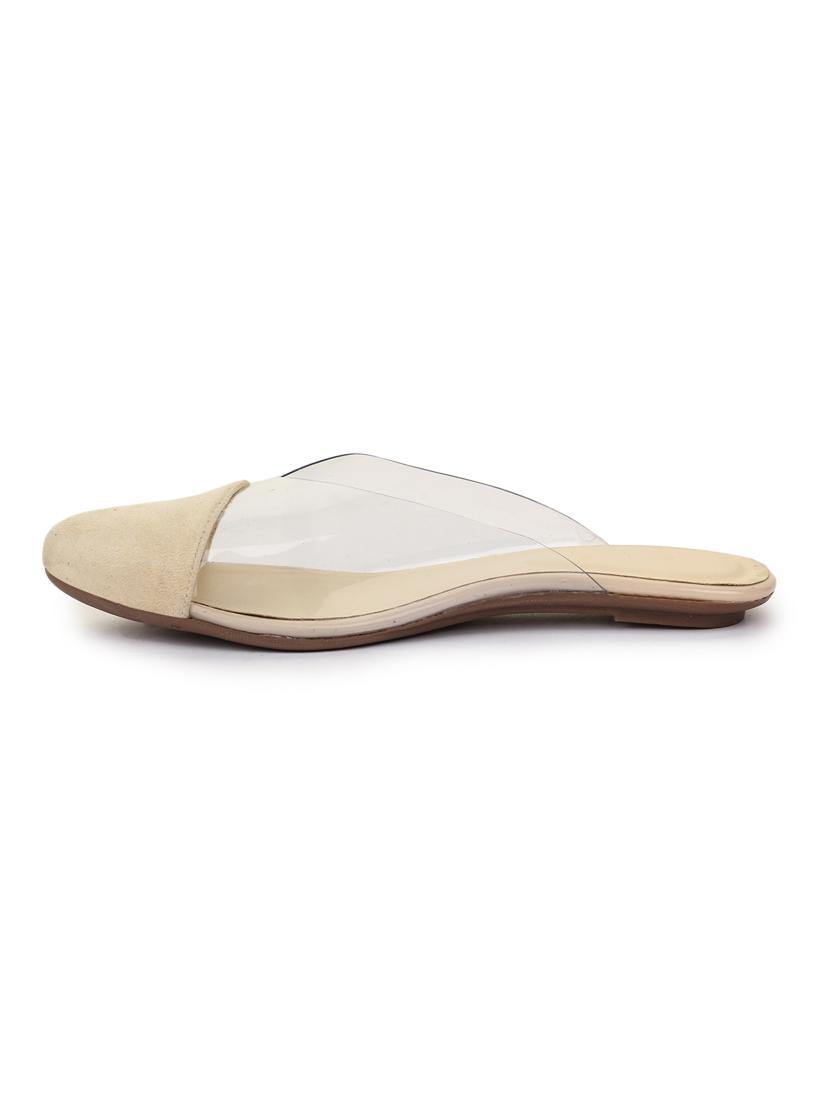 beige synthetic slip on sandals - 18111316 - Standard Image - 2