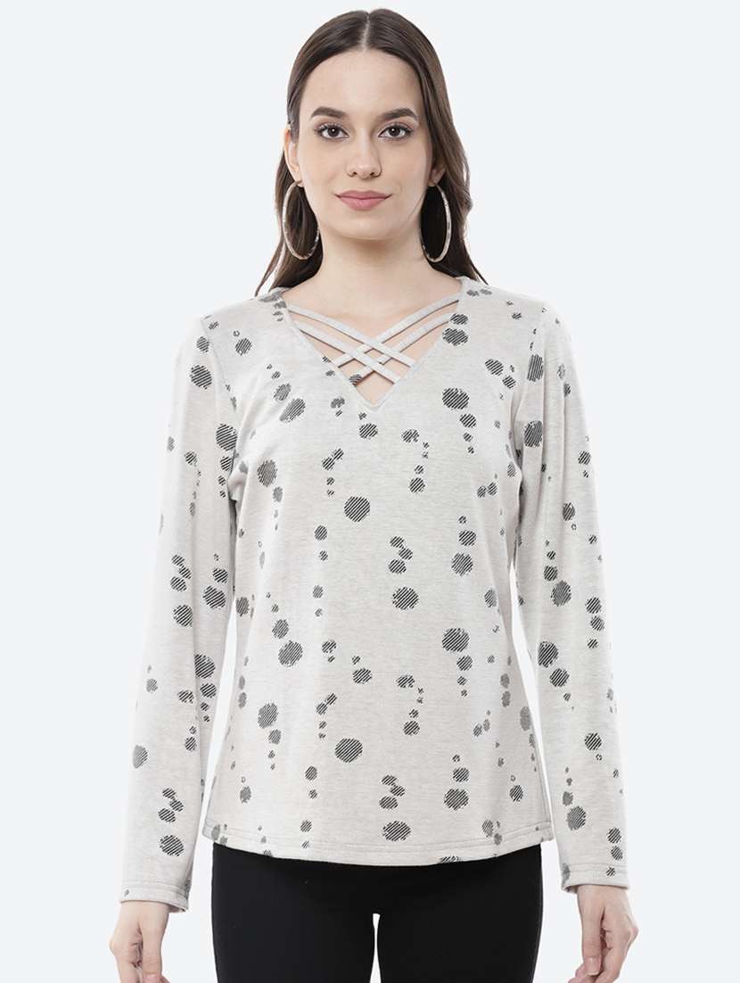 grey cotton blend straight top