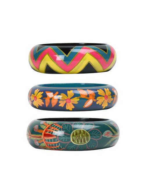 set of 3 multi colored wood bangle - 18112541 -  Standard Image - 0