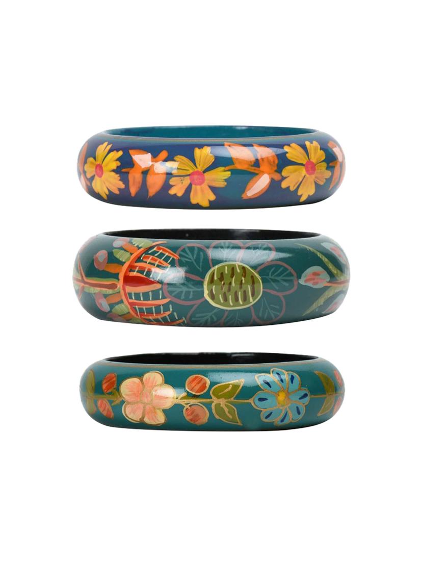 set of 3 multi colored wood bangle - 18112544 -  Zoom Image - 0