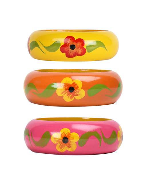 set of 3 multi colored wood bangle - 18112596 -  Standard Image - 0