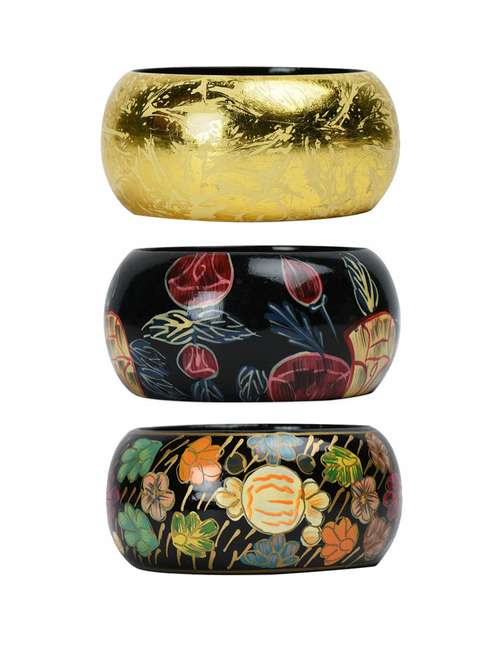 set of 3 multi colored wood bangle - 18112853 - Standard Image - 0