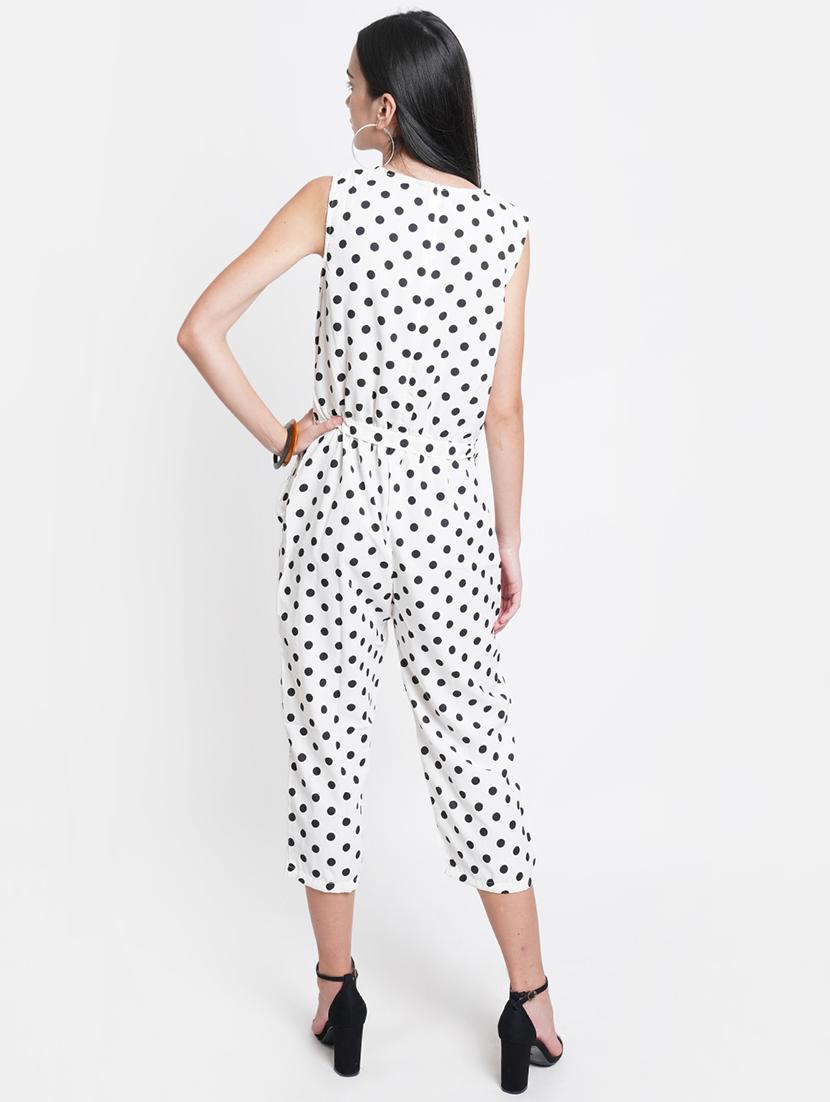 tie front polka dot jumpsuit - 18113047 - Standard Image - 2