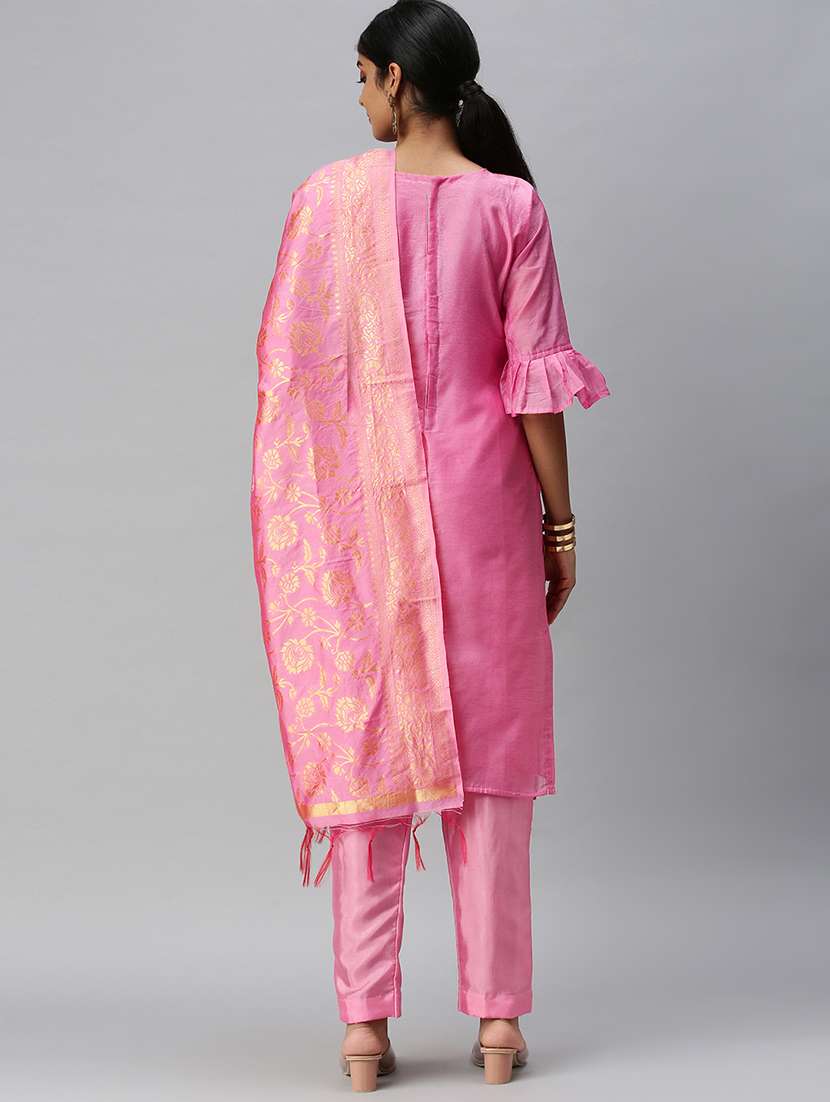 embroidered unstitched suit set - 18113084 - Standard Image - 2