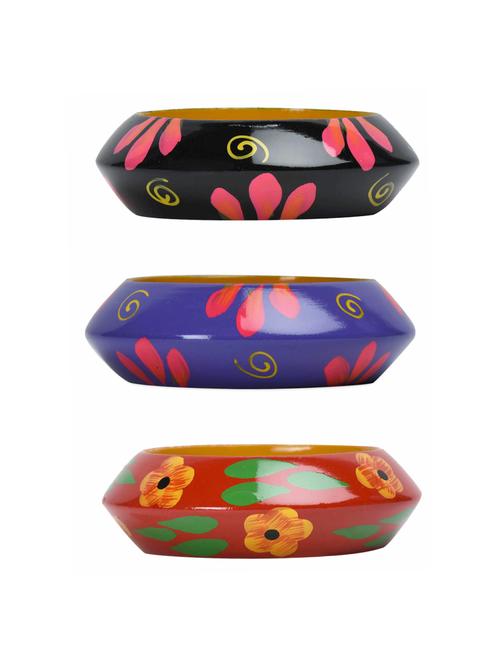 set of 3 multi colored wood bangle - 18113105 - Standard Image - 0