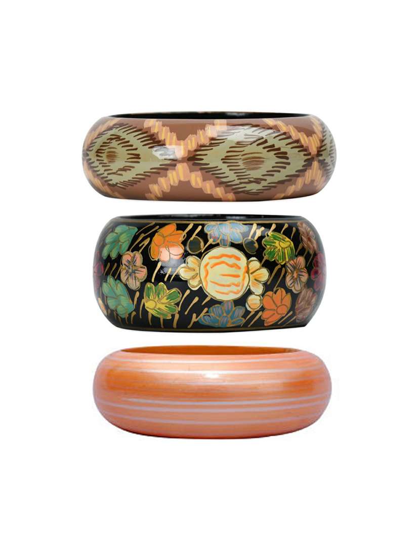 set of 3 multi colored wood bangle - 18113438 - Zoom Image - 0