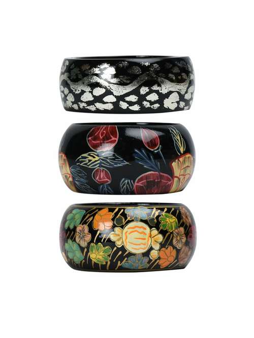 set of 3 multi colored wood bangle - 18113440 -  Standard Image - 0