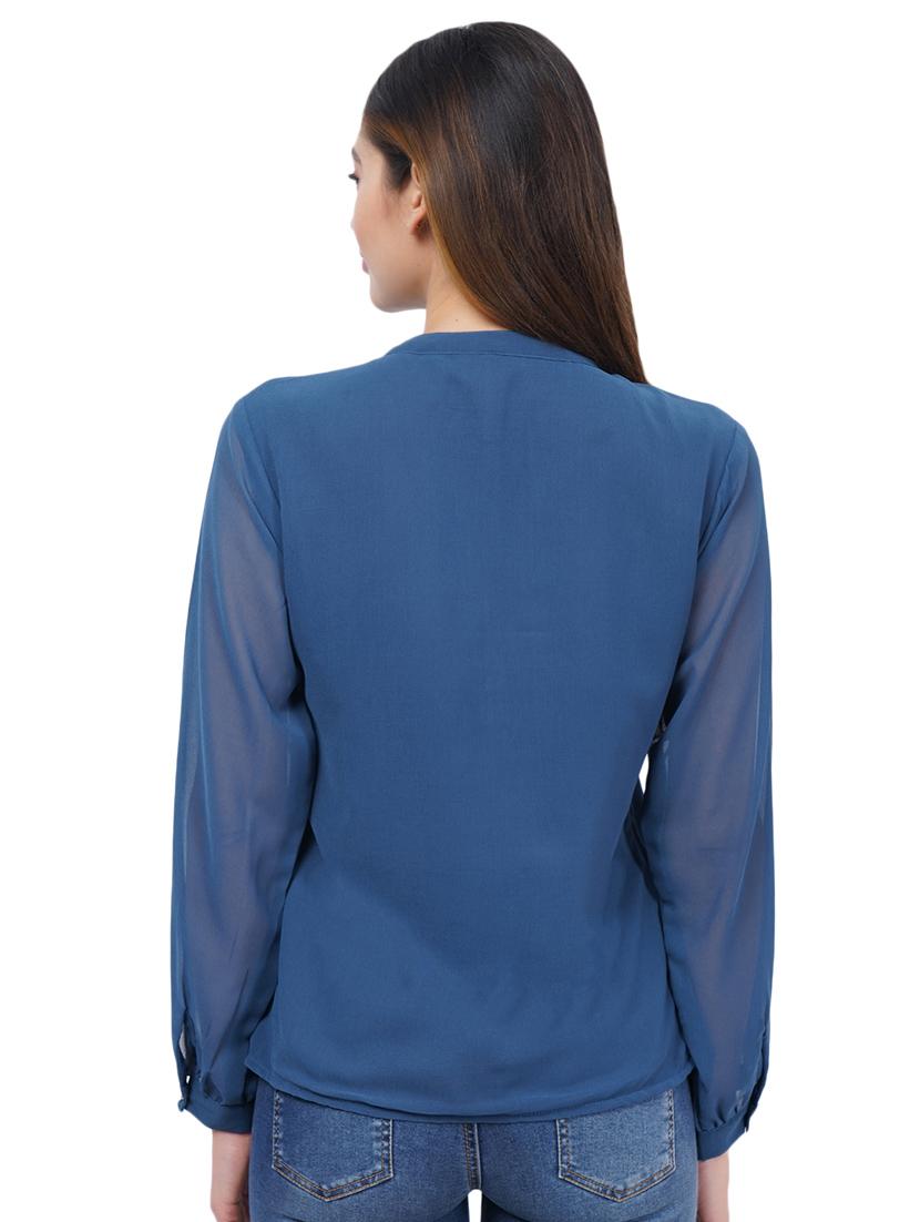 women's straight mandarin neck top - 18114322 - Standard Image - 2