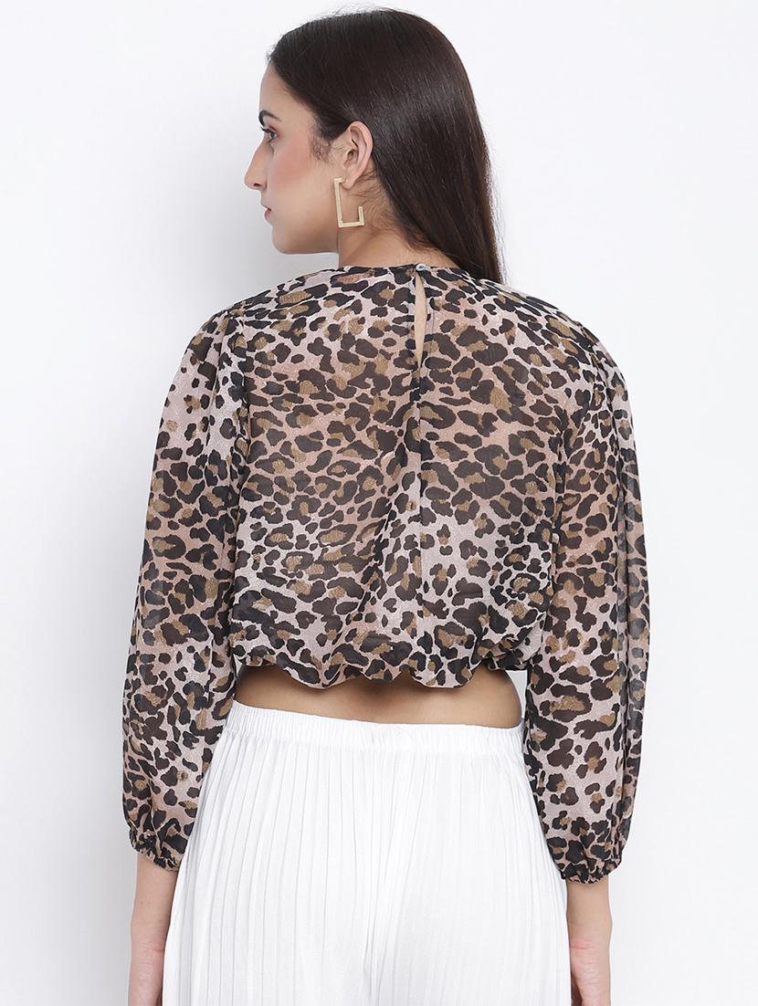 women's crop crew neck top - 18116232 - Standard Image - 2